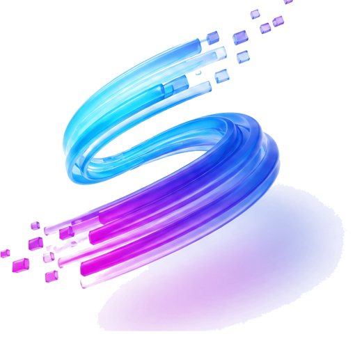 SAWQ inspired blue and purple S shaped visual